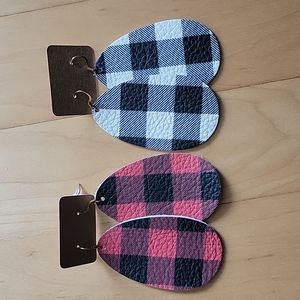 Trend shop Buffalo plaid leather earrings